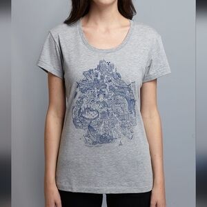 Brooklyn Industries Heathered Grey Map Graphic Tshirt